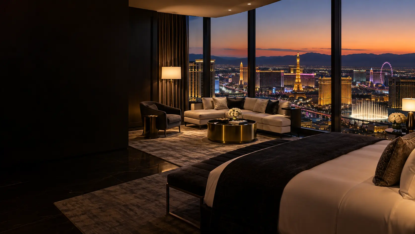 Illustrative Las Vegas hotel and pool setting